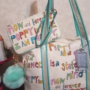 COPY - RARE "COACH POPPY IS GLAM" TOTE & WRISTLET.